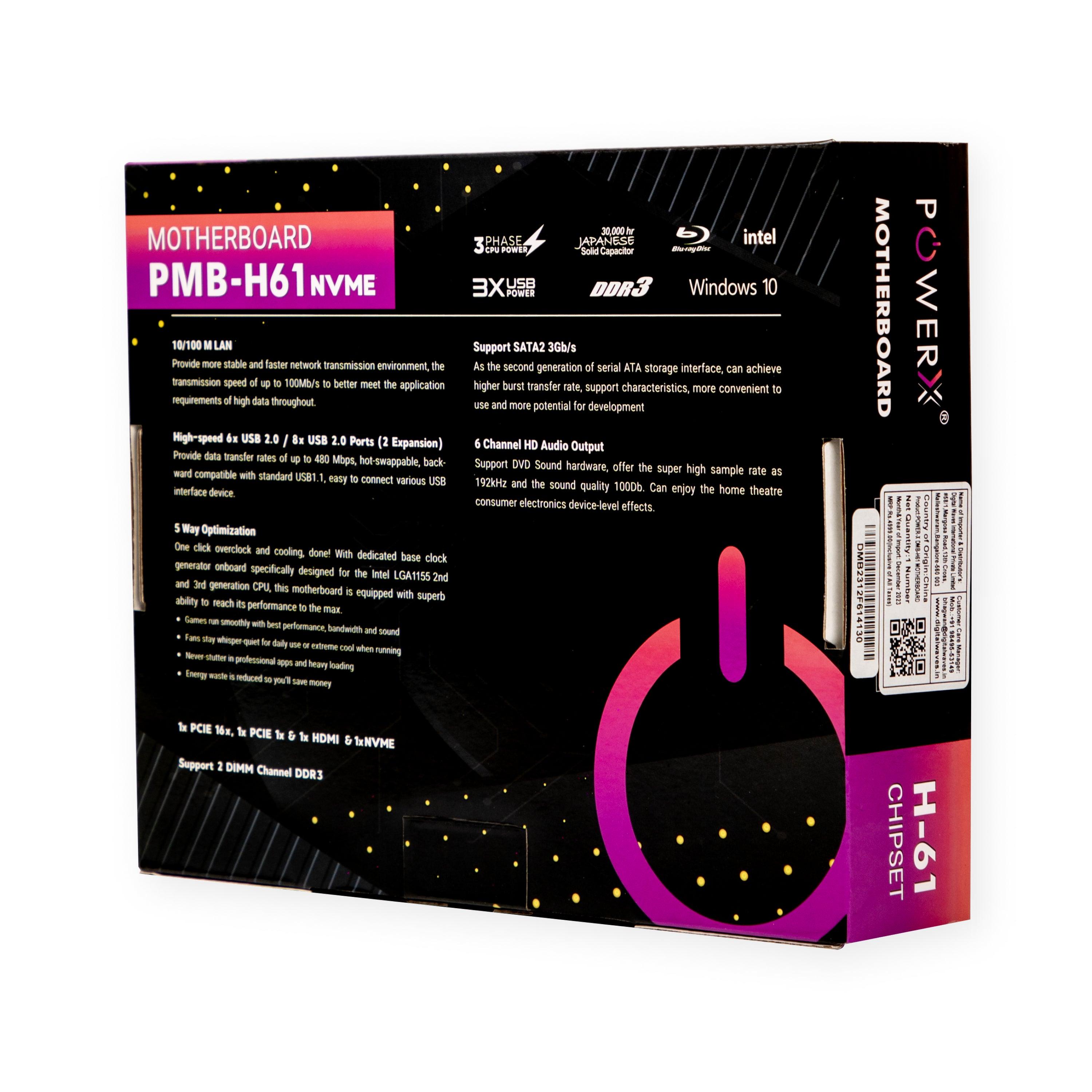 PMB-H61-DDR3 NVMe POWERX MOTHERBOARD