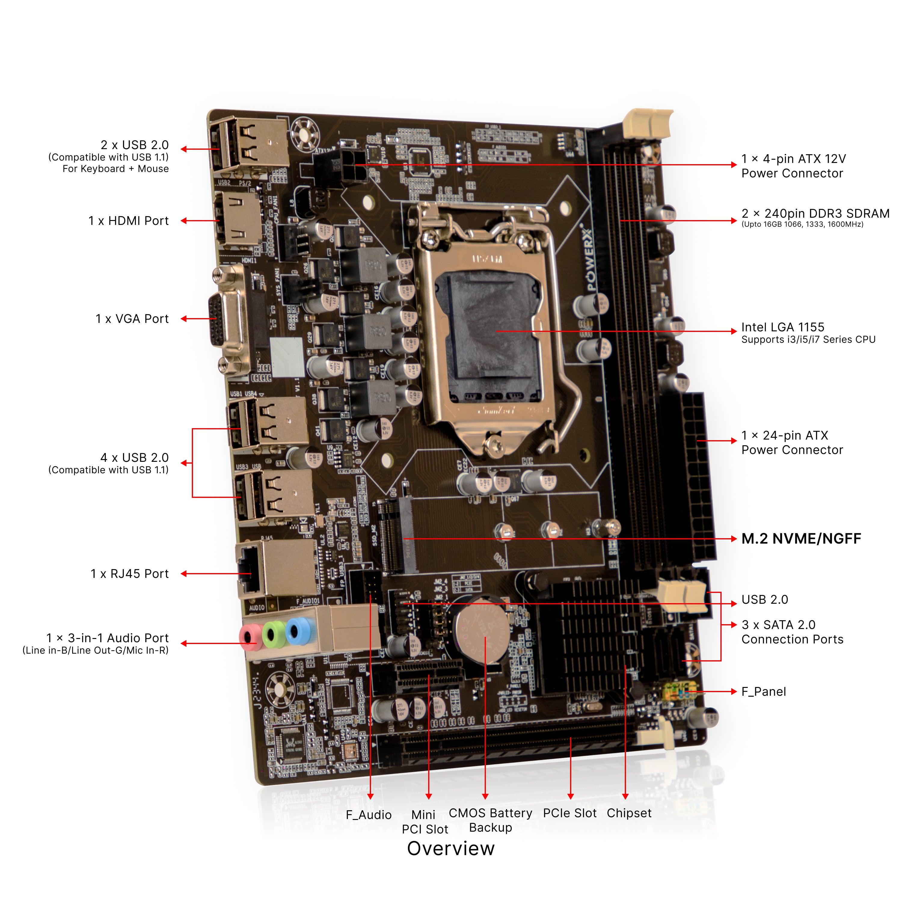 PMB-H61-DDR3 NVMe POWERX MOTHERBOARD
