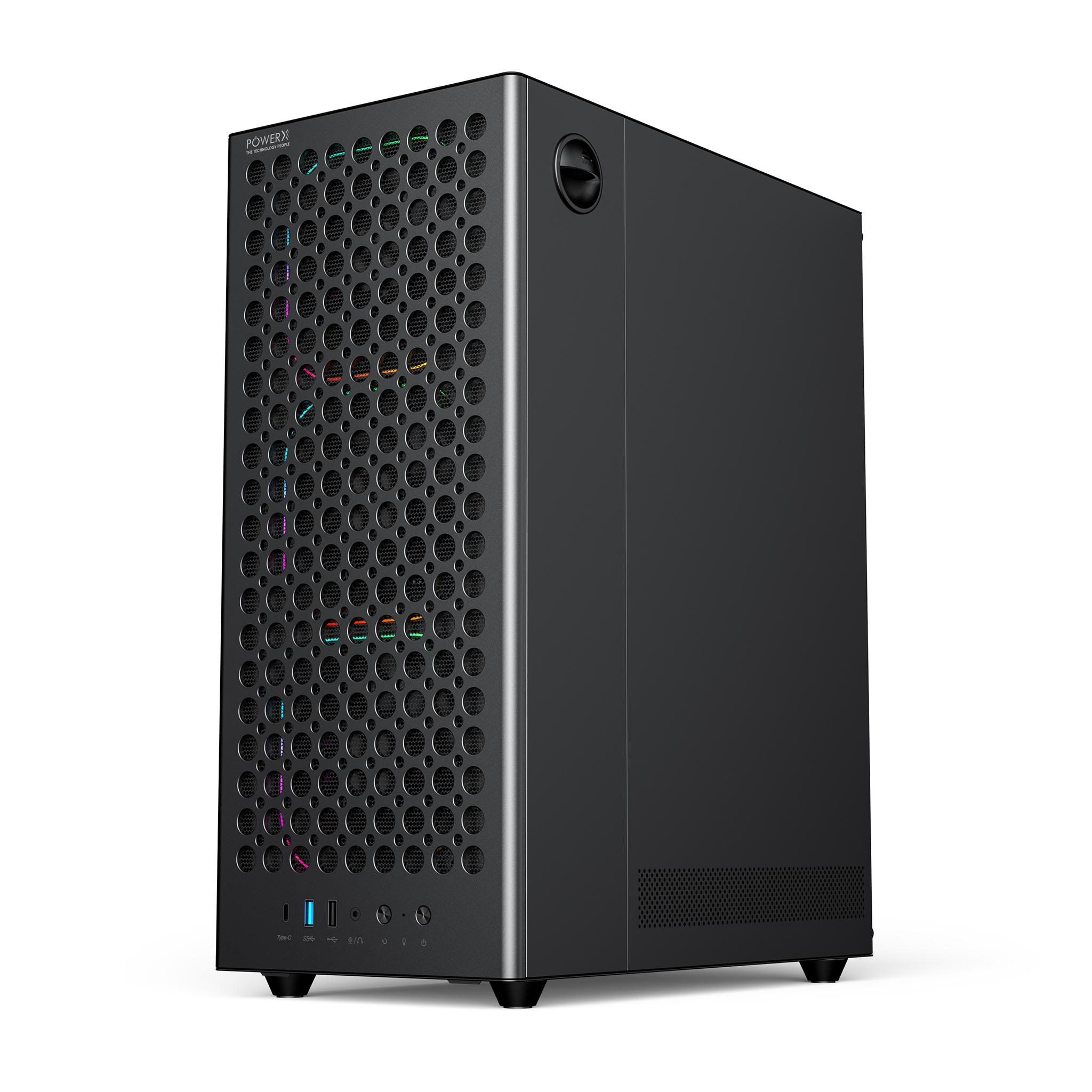 POWERX U810 Ultra Cabinet – RGB Mid Tower PC Case with Tempered Glass, Cable Management, ATX Support, 240mm Liquid Cooler, Type-C, USB 3.0, 325mm GPU Clearance