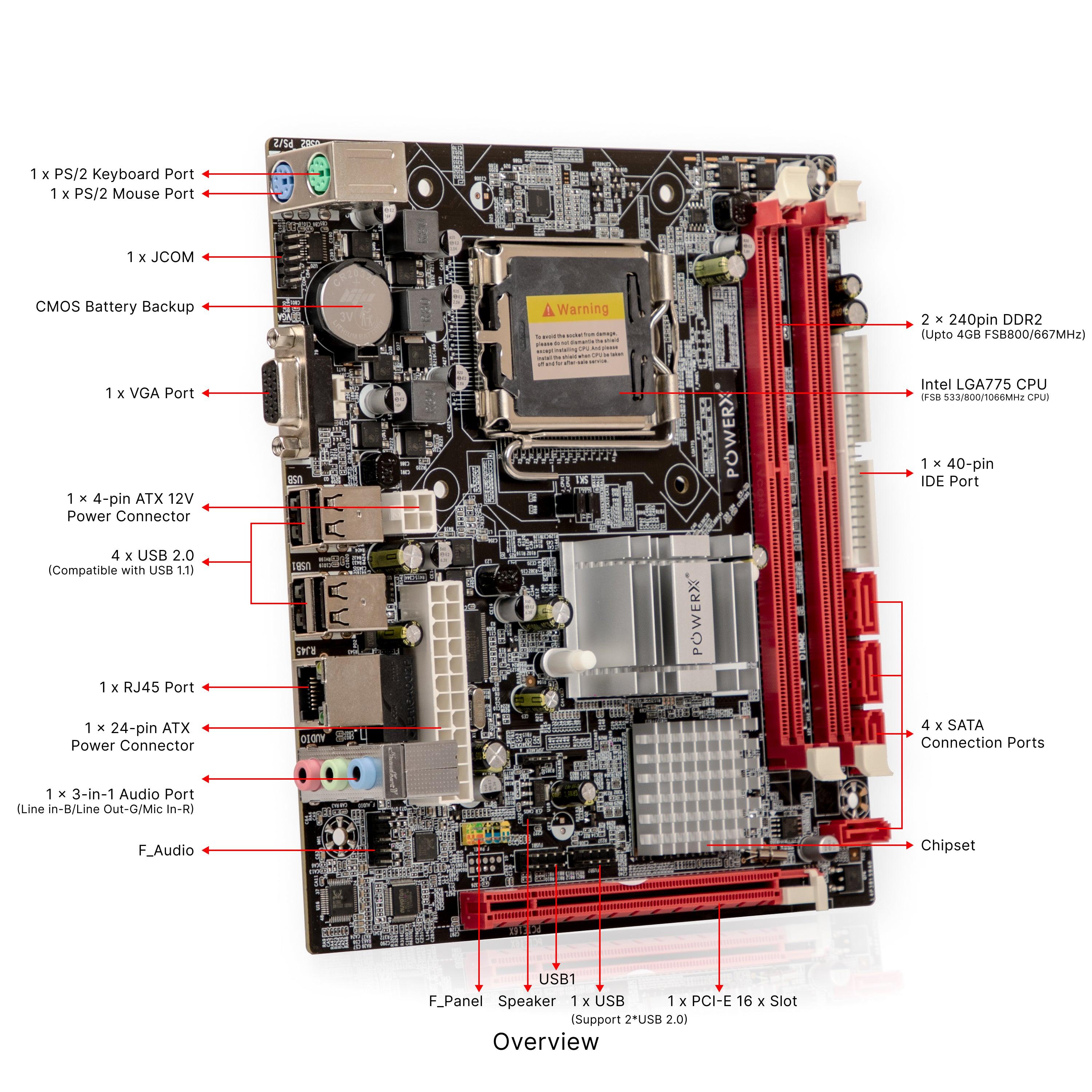 Mouse Motherboard POWERX PMB-G41-DDR2 Motherboard – Intel LGA775