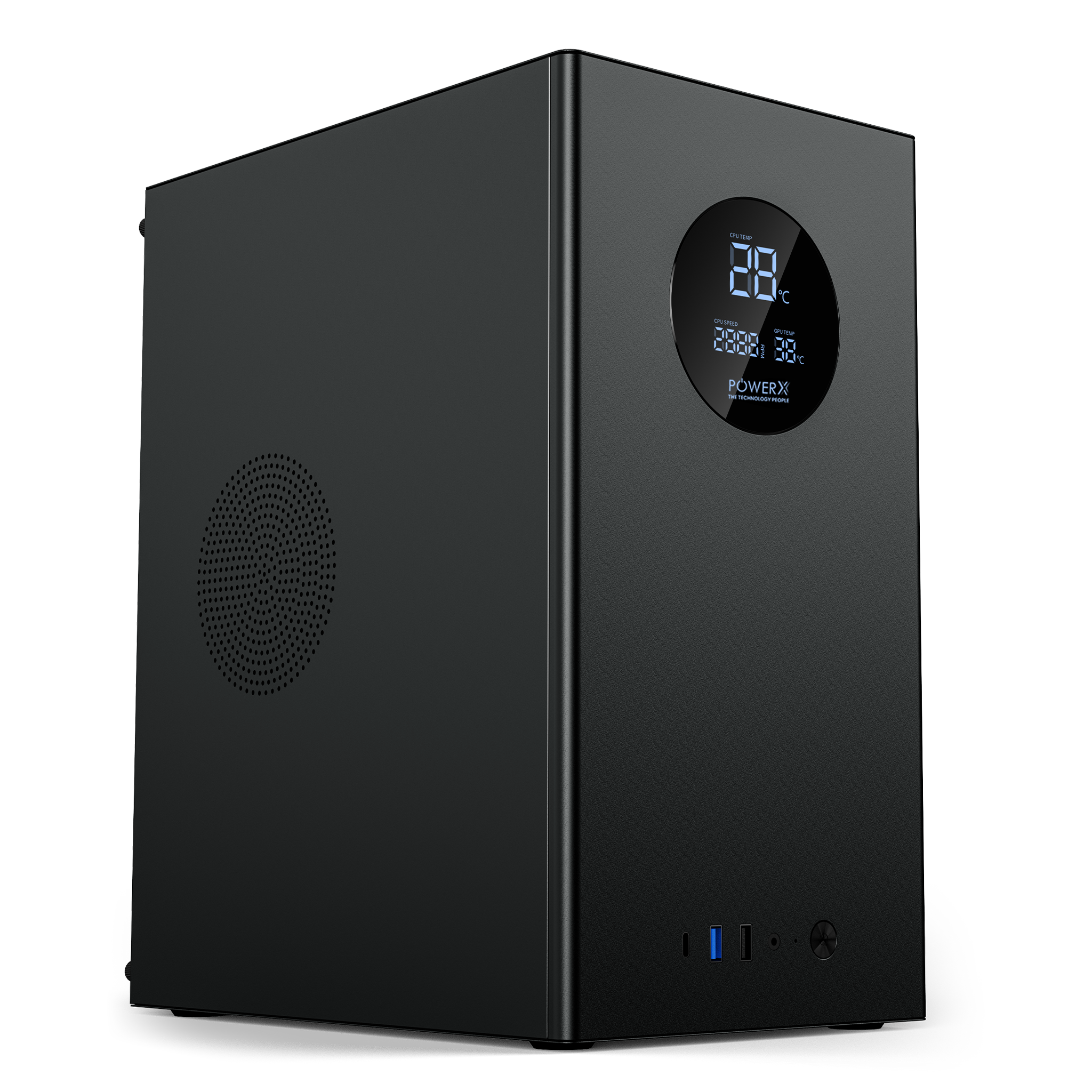 POWERX P300 Elite RGB PC Case – Compact Mid Tower Cabinet with Tempered Glass, Airflow, Cable Management