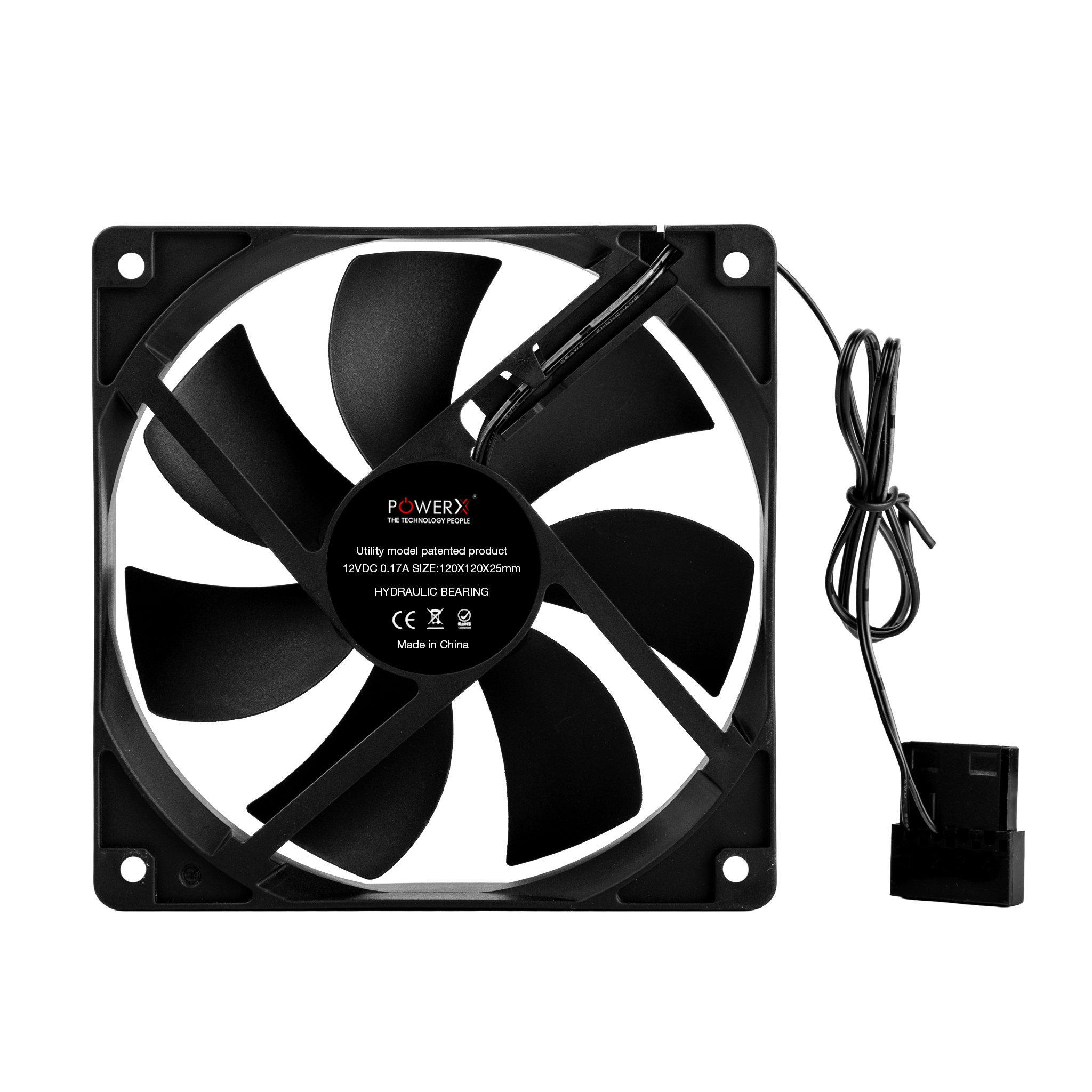 POWERX 120MM 7-Blade Normal Cooling Fan – Black