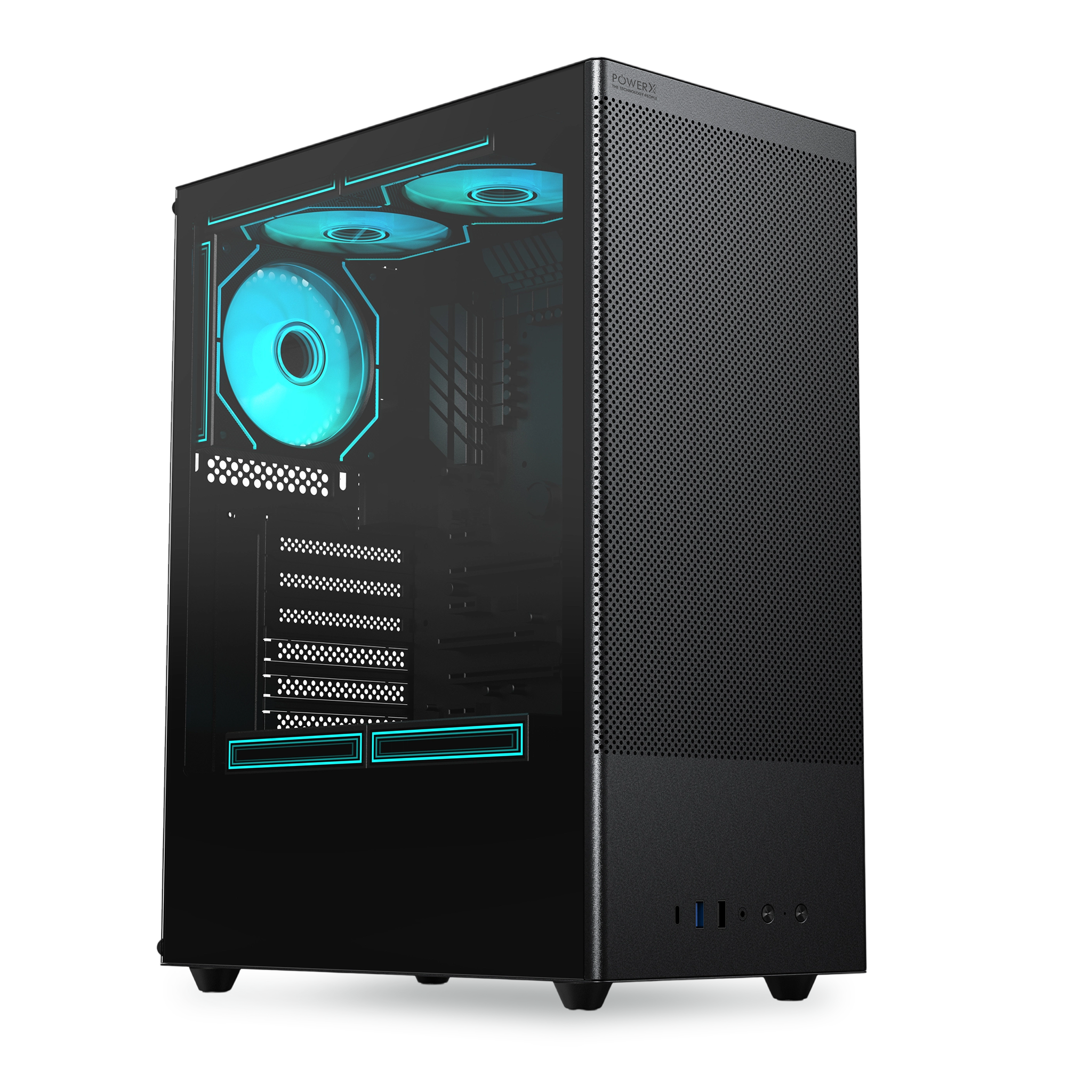 POWERX U610 Ultra Gaming Cabinet – RGB Mid Tower PC Case with Tempered Glass, Airflow Cooling, Cable Management – Supports ATX, mATX, ITX, 330mm GPU, Type-C Port
