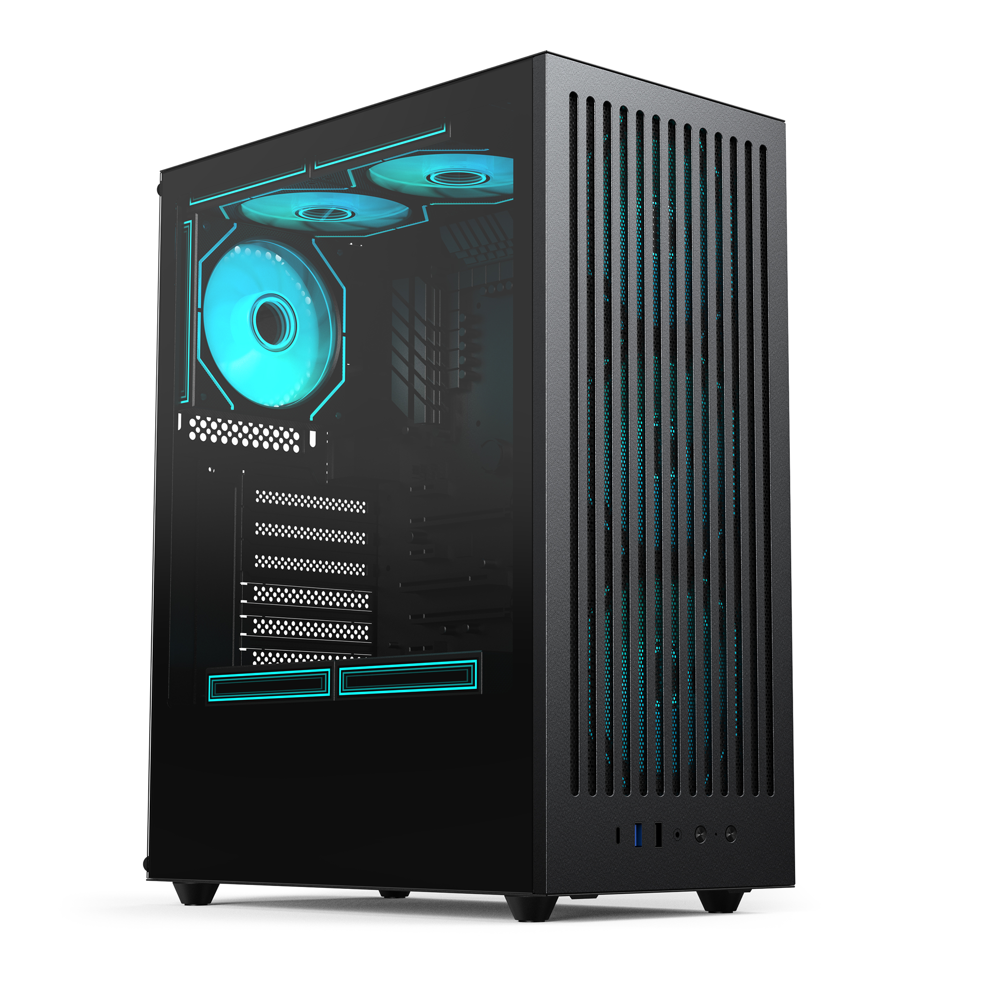 POWERX U910 Ultra Cabinet – RGB Mid Tower PC Case with Tempered Glass, ATX Support, 240mm Liquid Cooler, Type-C, Advanced Cable Management