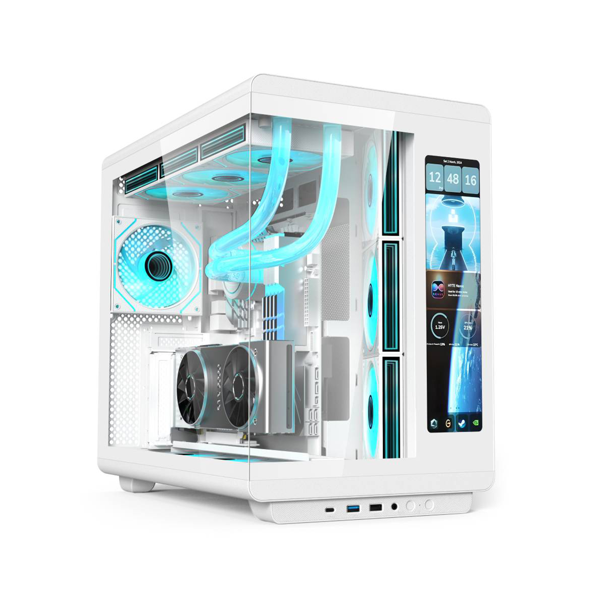 POWERX U3600 Ultra Cabinet – RGB Mid Tower PC Case with Screen Display, Tempered Glass, 360mm Cooler Support