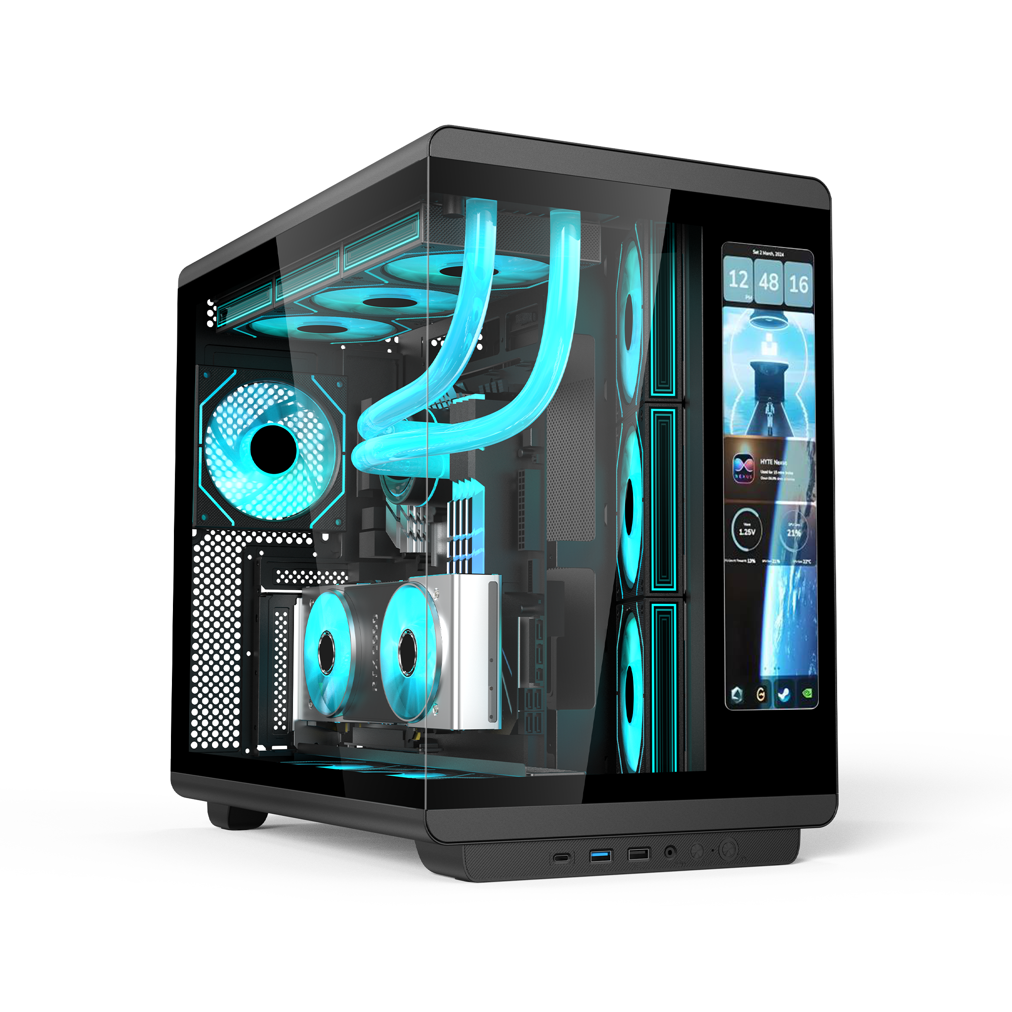 POWERX U3600 Ultra Cabinet – RGB Mid Tower PC Case with Screen Display, Tempered Glass, 360mm Cooler Support