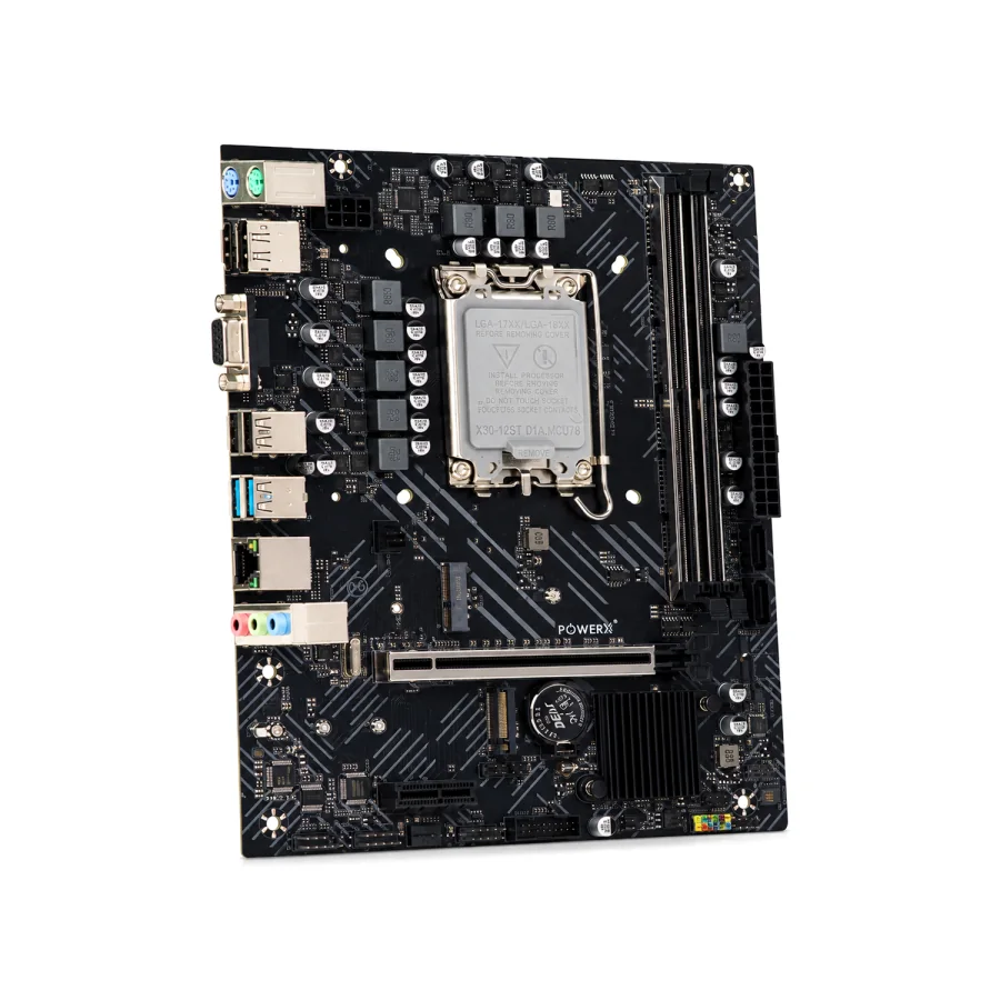 POWERX motherboard — Intel and AMD boards with DDR4, DDR5 and NVMe support