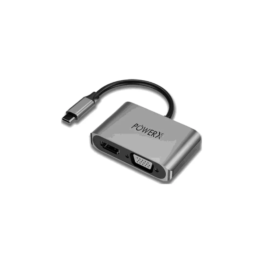 POWERX Type C to HDMI + VGA + C + USB Adapter