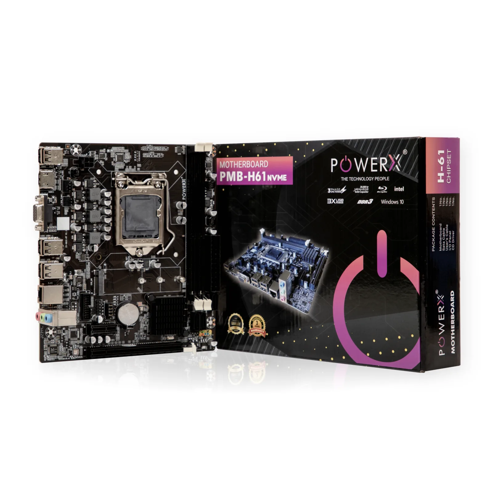 POWERX H61 DDR3 NVMe + WiFi Slot Motherboard