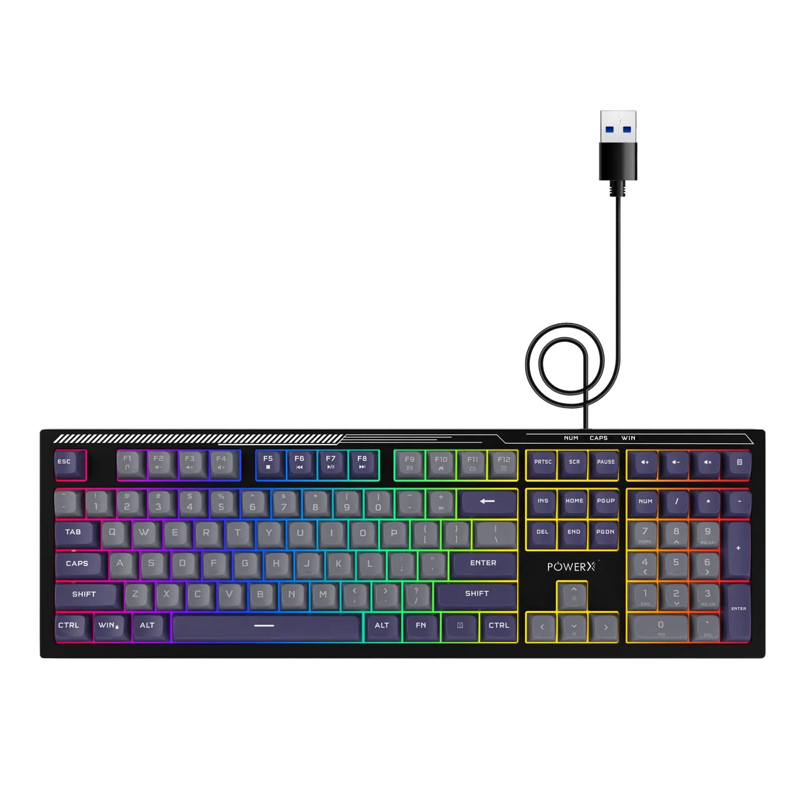 POWERX ULTRAKEYS-108 GRAY BLUE WIRED KEYBOARD