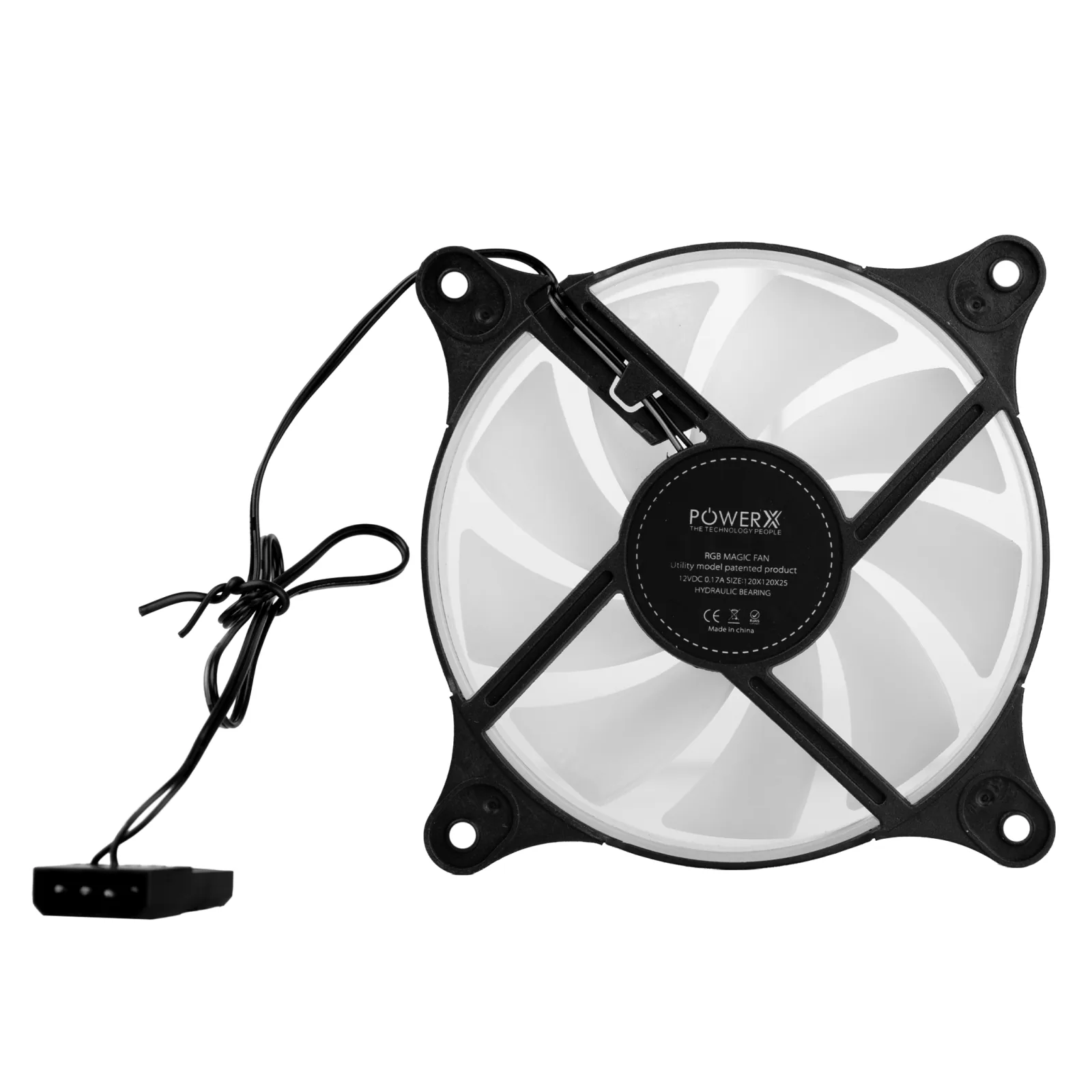 POWERX 120MM 9 BLADE RGB COOLING FAN WITH DUAL SIDE RGB RING - BLACK