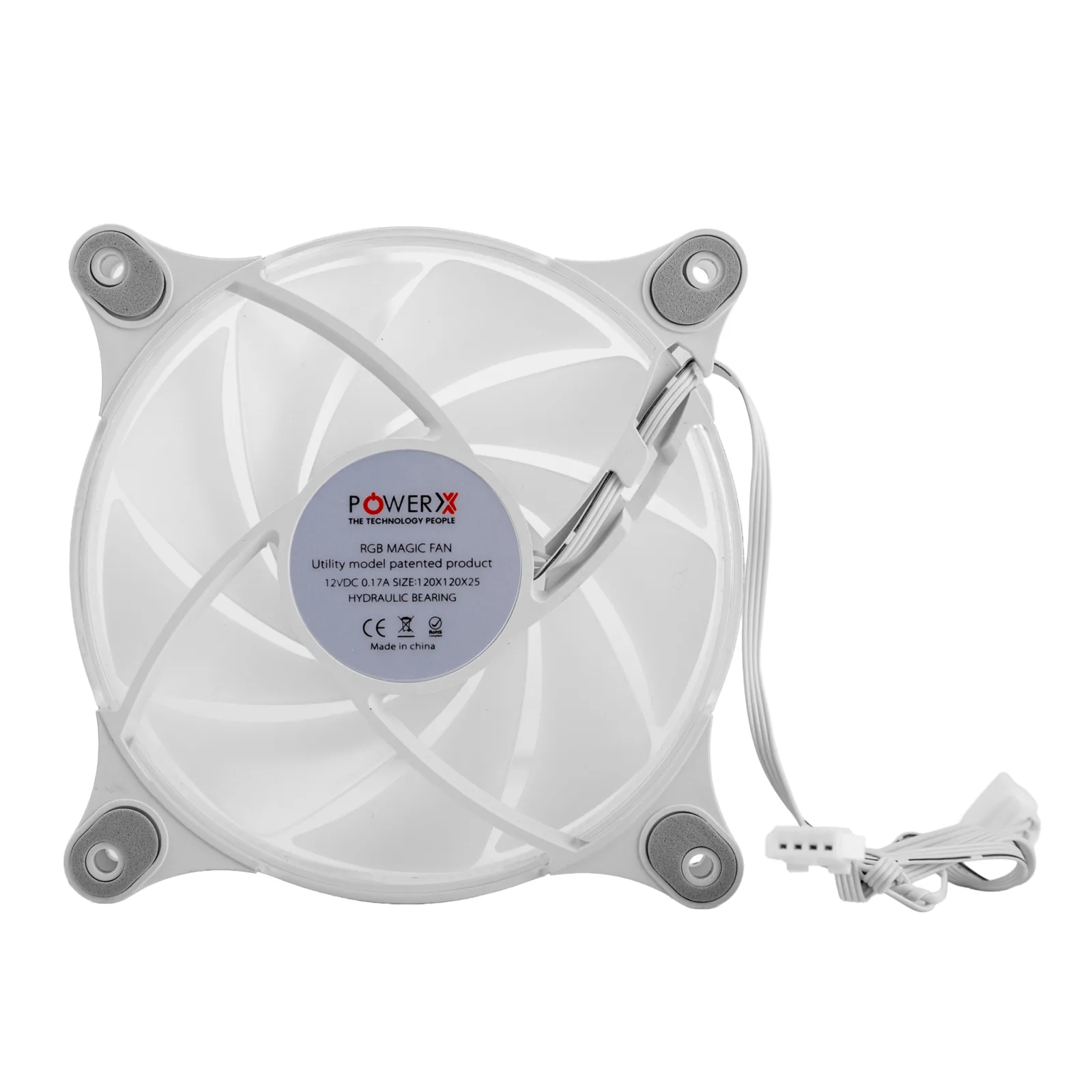 POWERX 120MM 9 BLADE ARGB COOLING FAN WITH DUAL SIDE RGB RING - WHITE